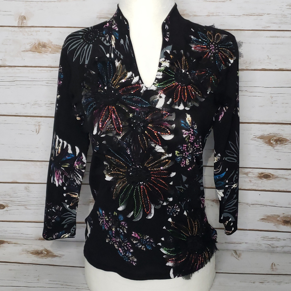 Alberto Makali Beaded Embroidered Top